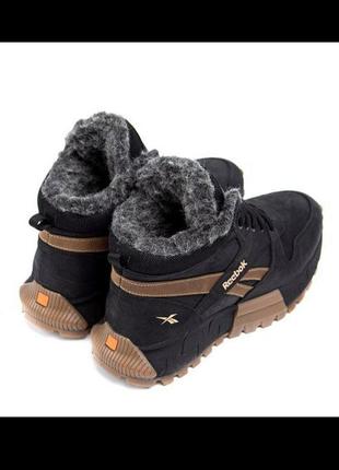 Зимние мужские кожаные кроссовки/ботинки reebok на меху10 фото
