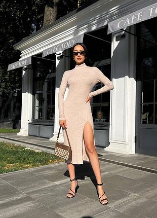 Сукня гольф в рубчик з розрізом 10