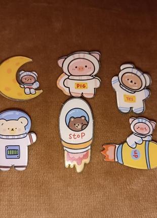Милый значок медвежонок свинка 🐻🐖 брошь