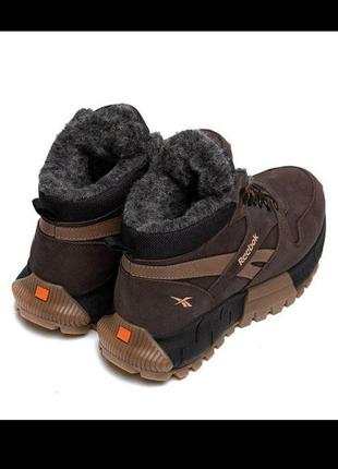 Зимові теплі чоловічі шкіряні кросівки/черевики reebok на хутрі10 фото