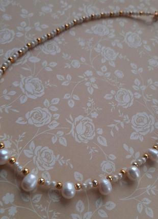 Украшение ожерелье чокер наткрал жемчуг бусы колье бисер нежное украшение boho etno1 фото