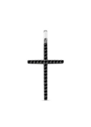 Серебряный прямой крестик крест с черными камнями серебро 925 пробы родированное 991ф2  0.84г2 фото