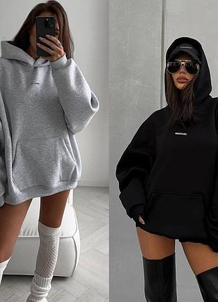 Объемное худи на флисе с накатом moodthelabel