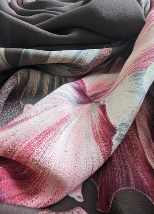 Винтажный большой шелковый платок max rudy с цветочным принтом, италия3 фото