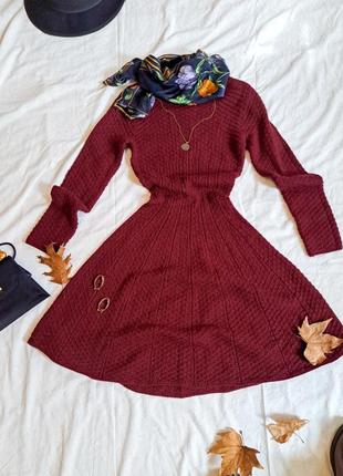 Шерстяное вязаное платье asos цвета марсала1 фото