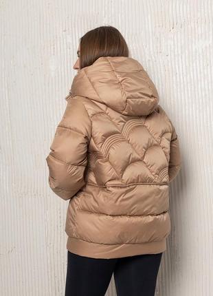 Теплый стильный пуховик с капюшоном куртка стеганая биопух с карманами свободного прямого кроя зимняя5 фото