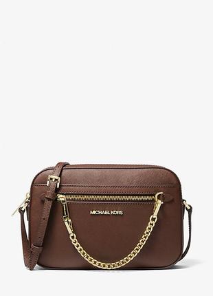 Сумка шкіряна michael kors black jet set large saffiano leather crossbody bag original