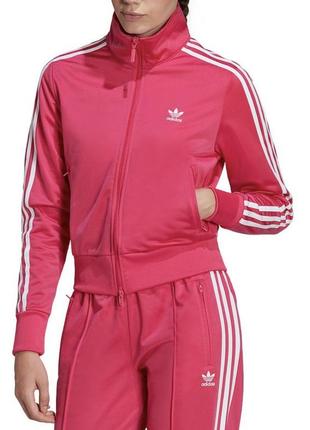Розовая кофта adidas с белыми полосками на замке спортивная женская адидас