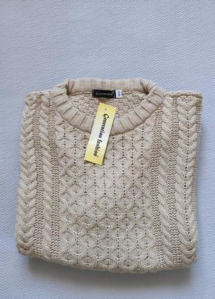 Мегакрутой вязаный свитер принт косы батал generation fashion англия9 фото