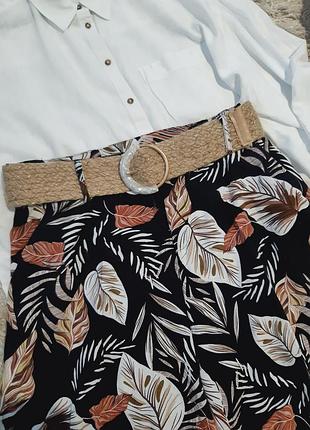 Шикарные стильные льняные широкие брюки кюлоты/ палаццо в принт,chicoree, p. 14-185 фото