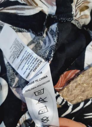 Шикарные стильные льняные широкие брюки кюлоты/ палаццо в принт,chicoree, p. 14-186 фото