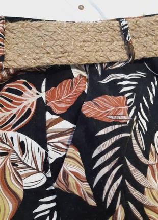 Шикарные стильные льняные широкие брюки кюлоты/ палаццо в принт,chicoree, p. 14-187 фото