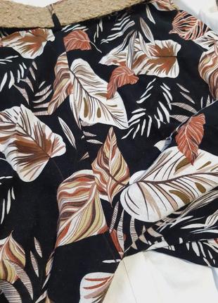 Шикарные стильные льняные широкие брюки кюлоты/ палаццо в принт,chicoree, p. 14-1810 фото