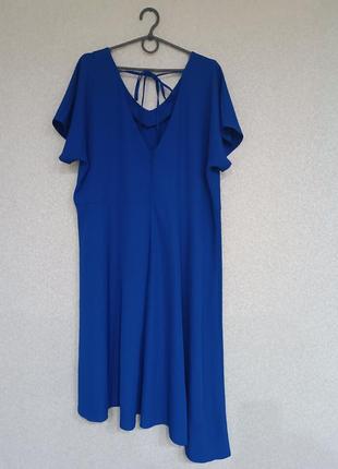 Стильна синя асиметрична сукня вільного крою4 фото