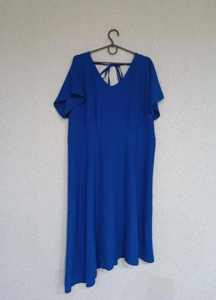Стильна синя асиметрична сукня вільного крою2 фото