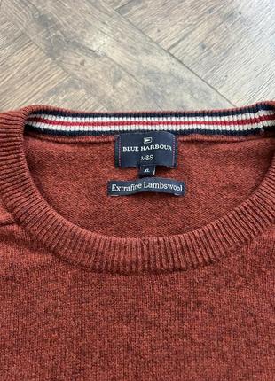 Рыжий свитер m&s размер xl 100% шерсть2 фото
