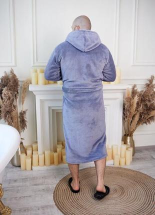 Махровий халат чоловічий, тканина велсофт, м'який, теплий3 фото