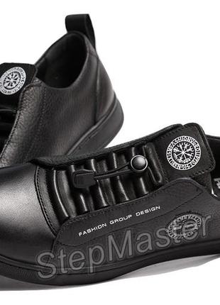Кожаные мужские кеды кроссовки kristan trident black2 фото