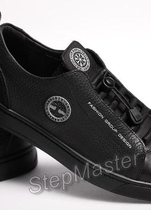 Кожаные мужские кеды кроссовки kristan trident black6 фото