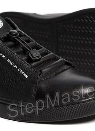 Кожаные мужские кеды кроссовки kristan trident black10 фото