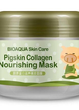 Омолаживающая маска для лица с коллагеном bioaqua collagen nourishing mask1 фото
