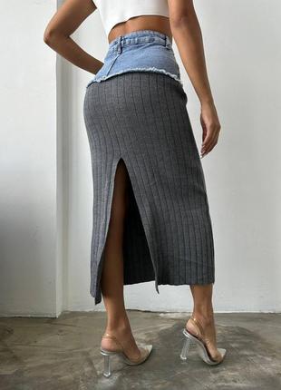 Самая стильная модель юбочки с акцентной талией из денима3 фото