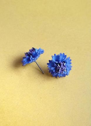 Сережки квіти волошки, сережки квіти сині, сережки волошки ручної роботи6 фото
