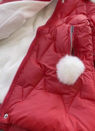 Пальто зима красное3 фото