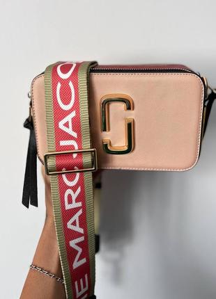 Женская сумка marc jacobs snapshot pink / yellow logo