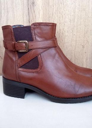 Немецкие полностью натуральные кожаные ботильоны, ботинки, женские ботинки коричневые, р. 372 фото