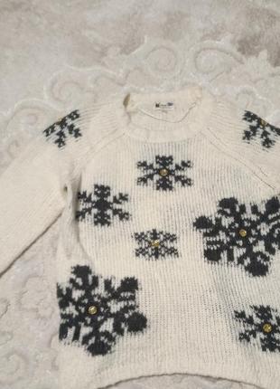 Новогодний мирeр, воскиковый свитер со снежинками