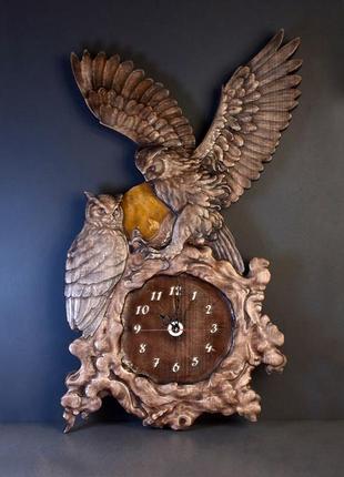 Часы с совами деревянные. размер 36 х 22 см.