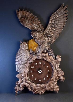 Часы с совами деревянные. размер 36 х 22 см.