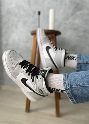 Сірі  кросівки найк джордан кеди nike air jordan 1  високі high низькі low