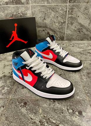 Яркие розовые с голубым кроссовки найк джордан кеды nike air jordan 1 высокие high низкие low