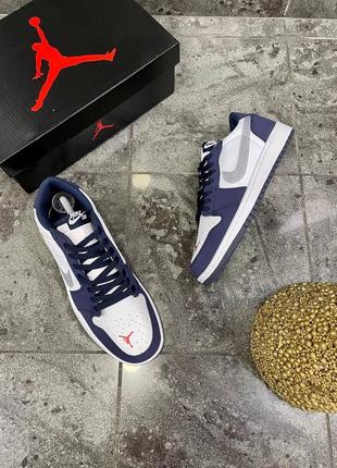 Сині з сріблястим кросівки найк джордан кеди nike air jordan 1  високі high низькі low7 фото