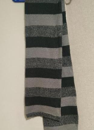 Monton двойной безшовный, теплый шарф в полоску серого цвета4 фото