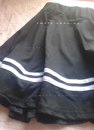 Клёшная юбка с полосочками японская школьная корейская черная6 фото