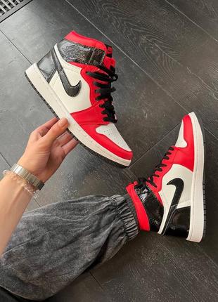 Кросівки nike air jordan 1 retro high black/red9 фото