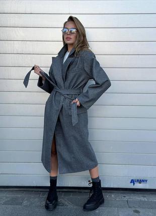 Пальто жіноче кашемірове з поясом2 фото