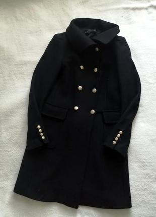 Идеальное шерстяное текстурное пальто, база, милитари, двубортное2 фото