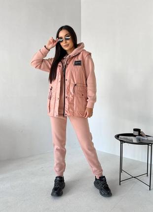 Спортивный костюм на флисе + жилетка. 6 цветов. костюм тройка5 фото