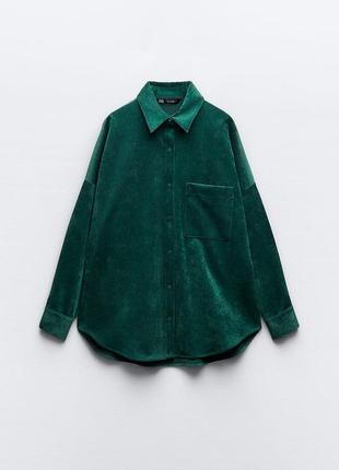 Вельветовая рубашка от zara, зумрудная рубашка