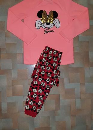 Тепла піжама фліс, плюш-велюр minnie mouse disney, primark 9/10 років 140 см
