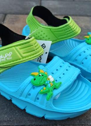 Сандалии босоножки детские пляжные calypso р. 24-29 голубые салатовые