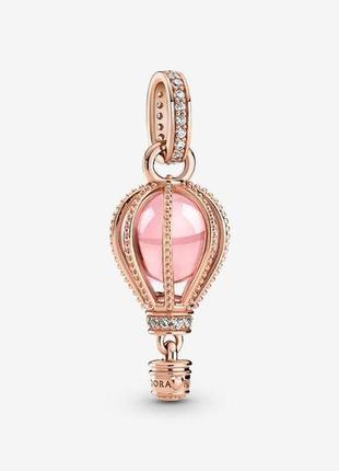 Серебряный шарм  для браслетов пандора  "воздушный шар" в розовой позолоте 789434c01