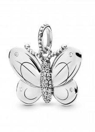 Срібна підвіска-намистина пандора  "декоративний метелик" 397933cz