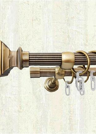 Карниз металевий orvit борджеза двохрядний 25/16 мм 200см антик рифлена