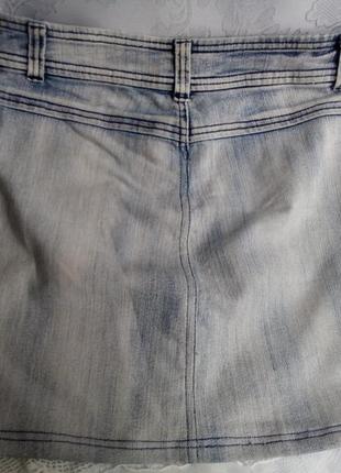 Юбка джинсовая, светлая, denim, варенка, коттон с карманами прямая ровная2 фото