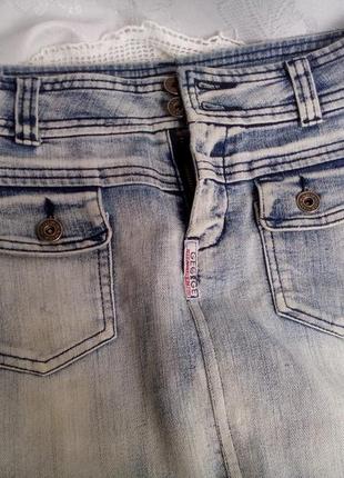 Юбка джинсовая, светлая, denim, варенка, коттон с карманами прямая ровная5 фото